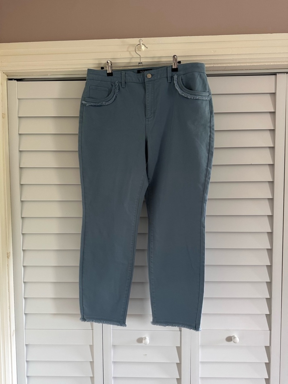 dennis basso Dusty Blue Cropped Ankle Jeans